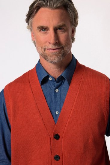 Boston Park 948 Gilet in maglia con scollo a V Terracotta - Abiti - Abiti da Uomo Taglie Forti
