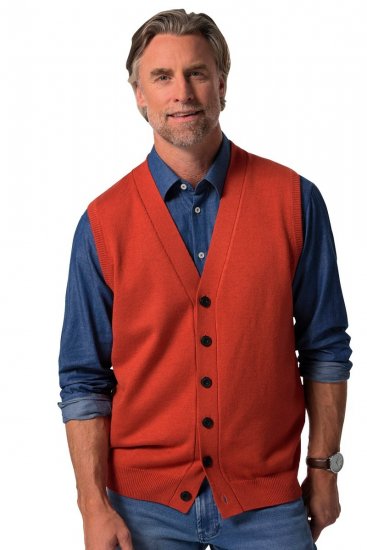 Boston Park 948 Gilet in maglia con scollo a V Terracotta - Abiti - Abiti da Uomo Taglie Forti