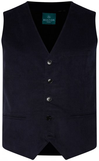 Boston Park 952 Gilet in velluto a coste con dorso in maglia Blu scuro - Abiti - Abiti da Uomo Taglie Forti