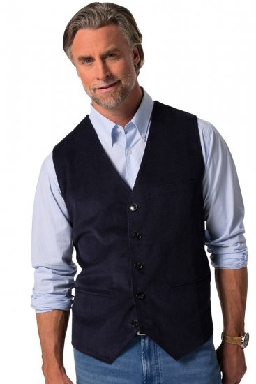 Boston Park 952 Gilet in velluto a coste con dorso in maglia Blu scuro - Abiti - Abiti da Uomo Taglie Forti