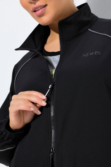 Ulla Popken 833237 Giacca sportiva con dettagli riflettenti Nero - Giacche - Giacche taglie forti da donna