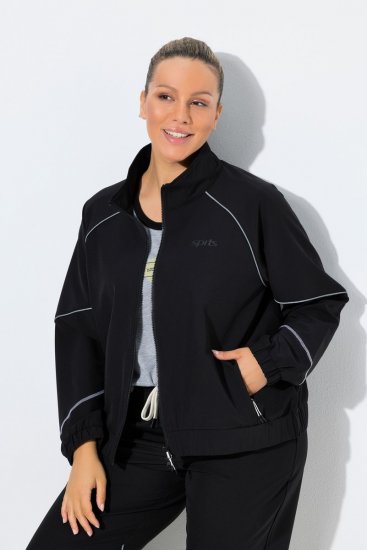 Ulla Popken 833237 Giacca sportiva con dettagli riflettenti Nero - Giacche - Giacche taglie forti da donna