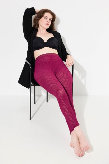 Ulla Popken 833718 Collant senza piede con pizzo Rosso bacca - Collant & calzini - 