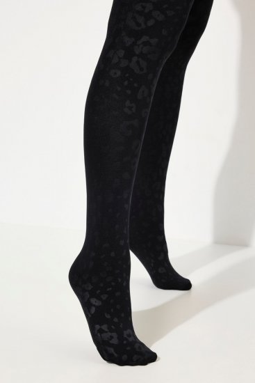 Ulla Popken 833809 Collant animalier Nero - Collant & calzini - 