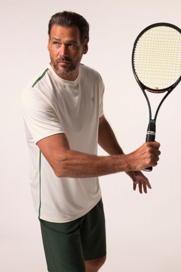 JP1880 QuickDry Stripes Tennis T-Shirt Off White - Abbigliamento sportivo & Outdoor - Abbigliamento Sportivo Uomo Taglie Forti