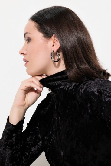 Ulla Popken 834234 Abito di velluto con collo alto Nero - Abiti da sera - Abiti da sera taglie forti