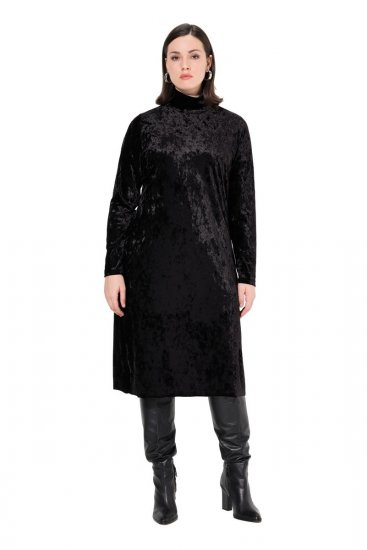 Ulla Popken 834234 Abito di velluto con collo alto Nero - Abiti da sera - Abiti da sera taglie forti