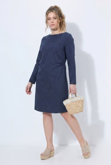 Ulla Popken 834371 Abito in felpa a righe Blu scuro - Abiti in felpa - 