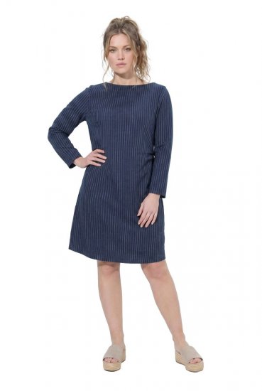 Ulla Popken 834371 Abito in felpa a righe Blu scuro - Abiti in felpa - 