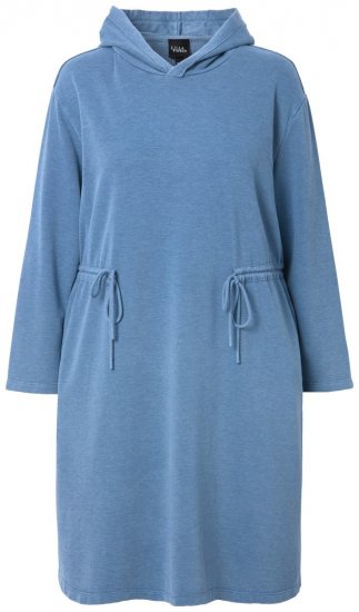 Ulla Popken 834536 Abito in felpa con cappuccio Blu denim - Abiti in felpa - 