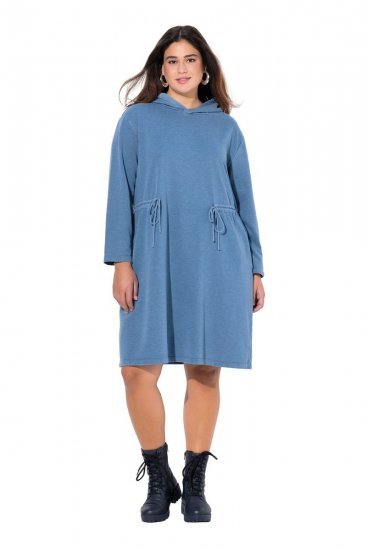 Ulla Popken 834536 Abito in felpa con cappuccio Blu denim - Abiti in felpa - 