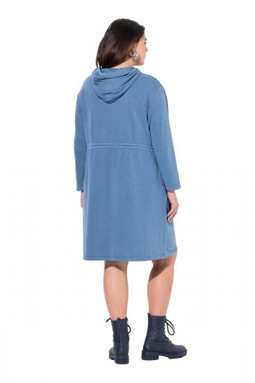 Ulla Popken 834536 Abito in felpa con cappuccio Blu denim - Abiti in felpa - 