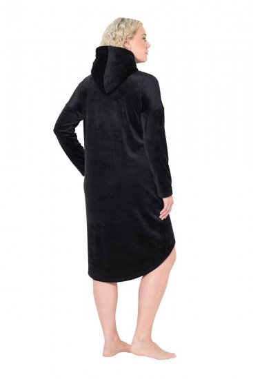 Ulla Popken 834550 Abito a maniche lunghe con cappuccio Nero - Abiti in felpa - 