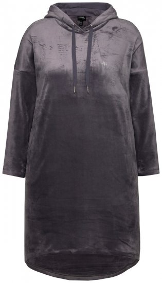 Ulla Popken 834550 Abito a maniche lunghe con cappuccio Antracite - Abiti in felpa - 