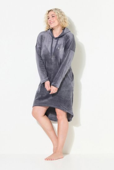 Ulla Popken 834550 Abito a maniche lunghe con cappuccio Antracite - Abiti in felpa - 