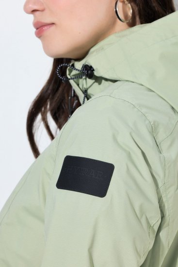 Ulla Popken 835132 Giacca tecnica HYPRAR ad A con cappuccio staccabile Verde salvia chiaro - Giacche - Giacche taglie forti da donna