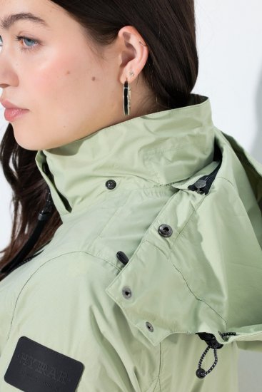 Ulla Popken 835132 Giacca tecnica HYPRAR ad A con cappuccio staccabile Verde salvia chiaro - Giacche - Giacche taglie forti da donna
