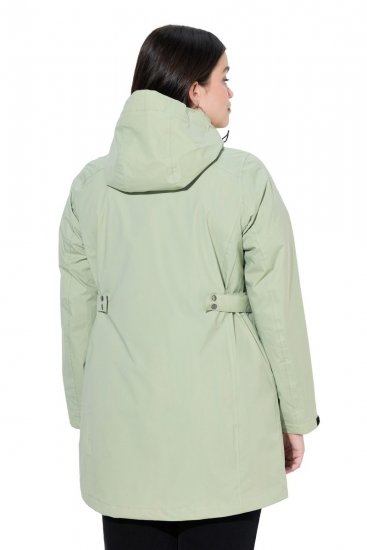 Ulla Popken 835132 Giacca tecnica HYPRAR ad A con cappuccio staccabile Verde salvia chiaro - Giacche - Giacche taglie forti da donna