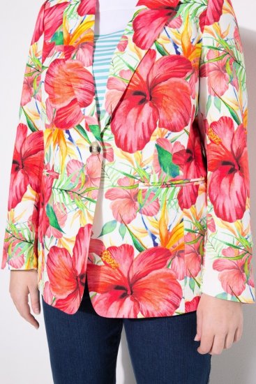 Ulla Popken 835230 Blazer a fiori in cotone Rosso - Blazer - Blazer Taglie Forti da Donna