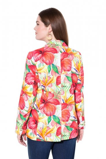 Ulla Popken 835230 Blazer a fiori in cotone Rosso - Blazer - Blazer Taglie Forti da Donna