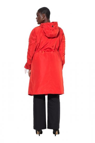 Ulla Popken 835277 Cappotto lungo idrorepellente con cappuccio Rosso - Cappotti - Cappotti taglie forti da donna