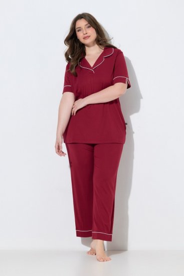 Ulla Popken 835397 Pigiama a maniche corte con collo a camicia Lilla - Pigiami/Loungewear - 