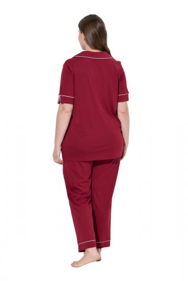 Ulla Popken 835397 Pigiama a maniche corte con collo a camicia Lilla - Pigiami/Loungewear - 