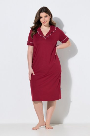 Ulla Popken 835400 Camicia da notte a maniche corte con collo a camicia Lilla - Camicie da notte - 