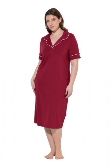 Ulla Popken 835400 Camicia da notte a maniche corte con collo a camicia Lilla - Camicie da notte - 