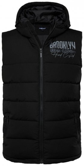 Men+ 442 Gilet trapuntato con cappuccio e stampa Nero - Giubbotti - Giubbotti Uomo Taglie Forti
