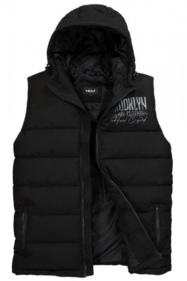 Men+ 442 Gilet trapuntato con cappuccio e stampa Nero - Giubbotti - Giubbotti Uomo Taglie Forti