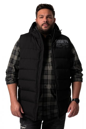 Men+ 442 Gilet trapuntato con cappuccio e stampa Nero - Giubbotti - Giubbotti Uomo Taglie Forti
