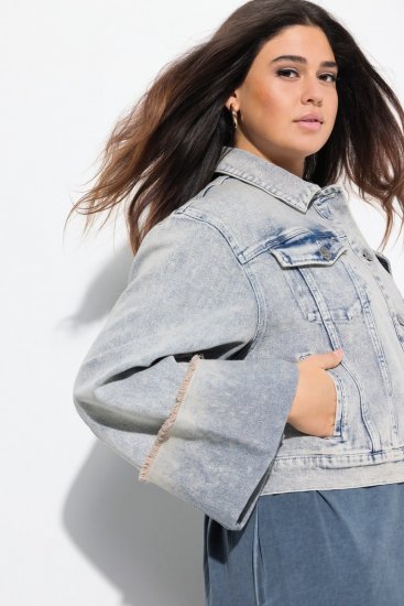 Ulla Popken 835486 Giacca di jeans con maniche ampie Blu denim - Giacche - Giacche taglie forti da donna