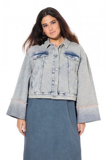 Ulla Popken 835486 Giacca di jeans con maniche ampie Blu denim - Giacche - Giacche taglie forti da donna