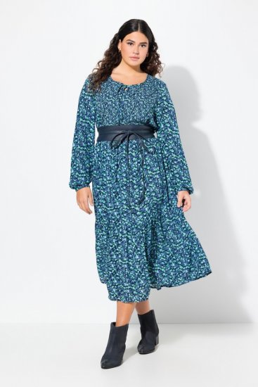 Ulla Popken 835713 Abito a fiori Blu scuro - Vestiti maxi - Abiti maxi taglie forti
