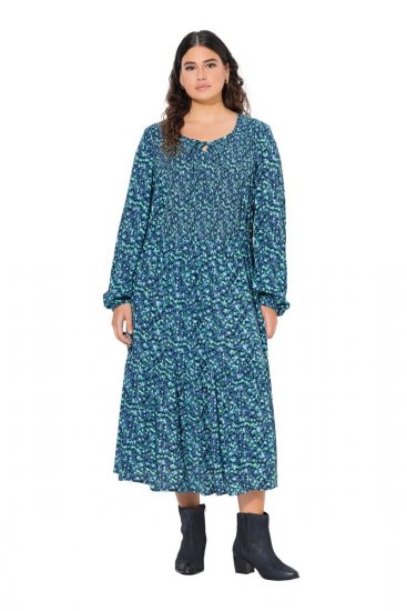 Ulla Popken 835713 Abito a fiori Blu scuro - Vestiti maxi - Abiti maxi taglie forti