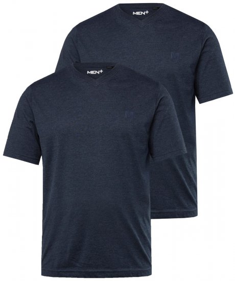 Men+ 299 T-shirt scollo a V Blu scuro confezione da 2 - Magliette - Magliette Uomo Taglie Forti