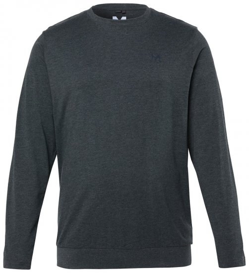 Men+ 313 T-shirt manica lunga bellyfit Grigio scuro melange - Magliette - Magliette Uomo Taglie Forti