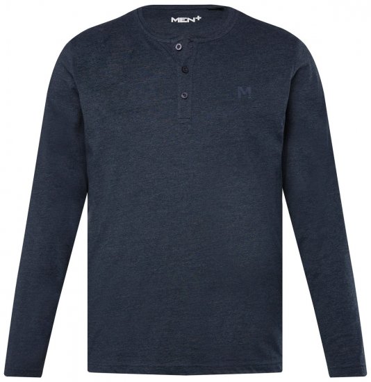 Men+ 383 Maglia Henley manica lunga Blu scuro - Magliette - Magliette Uomo Taglie Forti