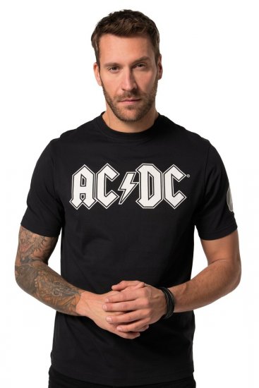 JP1880 AC/DC Classic Logo Band T-Shirt Black - Magliette - Magliette Uomo Taglie Forti