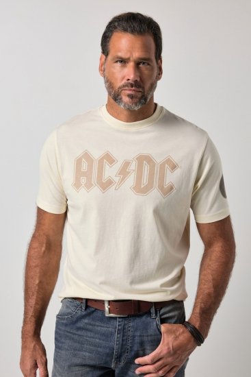JP1880 836411 AC/DC Classic Logo T-shirt Grigio sabbia - Magliette di band - T-shirt band taglie forti