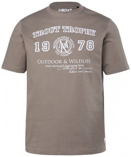 Men+ 424 T-shirt Trout Trophy Grigio marrone - Magliette - Magliette Uomo Taglie Forti
