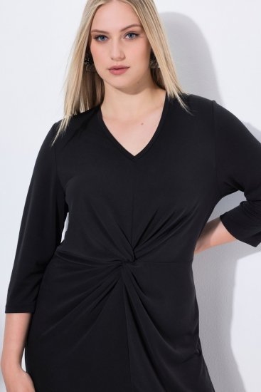 Ulla Popken 836514 Abito midi con maniche a 3/4 Nero - Vestiti midi - Abiti midi taglie comode