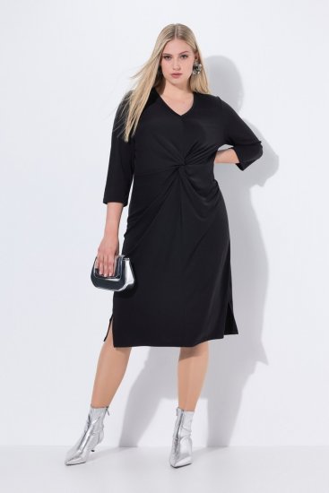 Ulla Popken 836514 Abito midi con maniche a 3/4 Nero - Vestiti midi - Abiti midi taglie comode