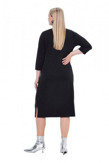 Ulla Popken 836514 Abito midi con maniche a 3/4 Nero - Vestiti midi - Abiti midi taglie comode