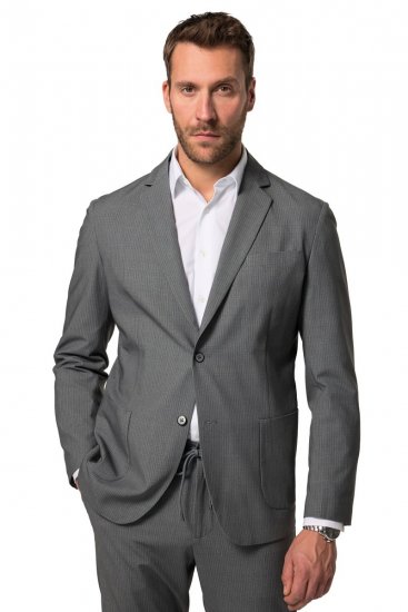 JP1880 Rimini Flexnamic Blazer in jersey a righe Grigio scuro - Abiti - Abiti da Uomo Taglie Forti