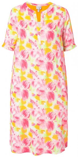 Ulla Popken 836739 Abito in misto lino a fiori Bianco - Abiti estivi - Abiti estivi taglie forti