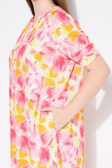 Ulla Popken 836739 Abito in misto lino a fiori Bianco - Abiti estivi - Abiti estivi taglie forti