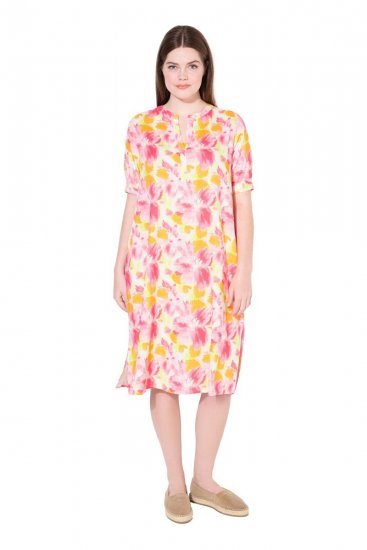 Ulla Popken 836739 Abito in misto lino a fiori Bianco - Abiti estivi - Abiti estivi taglie forti