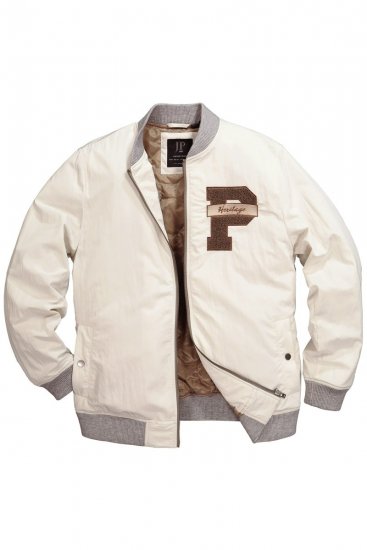 JP1880 836786 Giacca college con stemma Bianco panna - Giubbotti - Giubbotti Uomo Taglie Forti